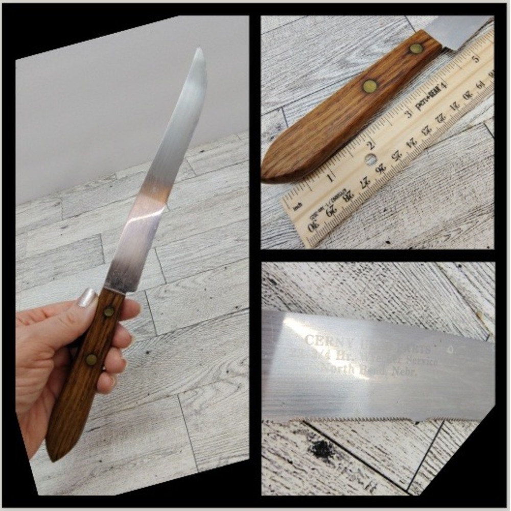 Vintage Cerny Parts‎ Nebraska Advert Promo Utility Knife Saw Blade Wood Handle